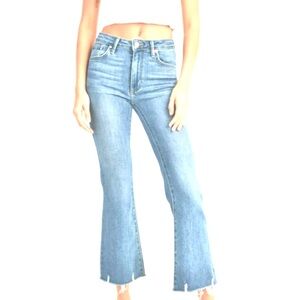 JUST BLACK DENIM - Cropped Frayed Kick flare sz 26 light denim wash